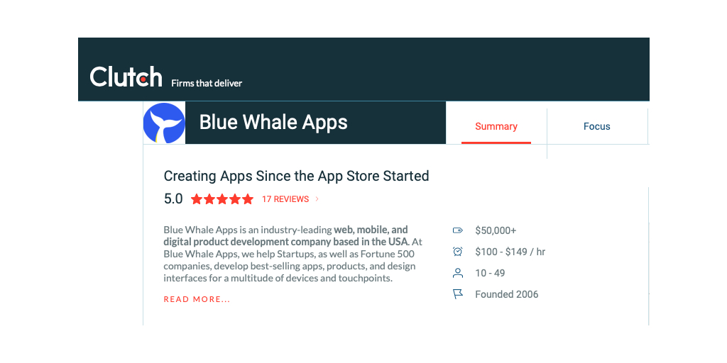 Blue Whale Apps Clutch Profile